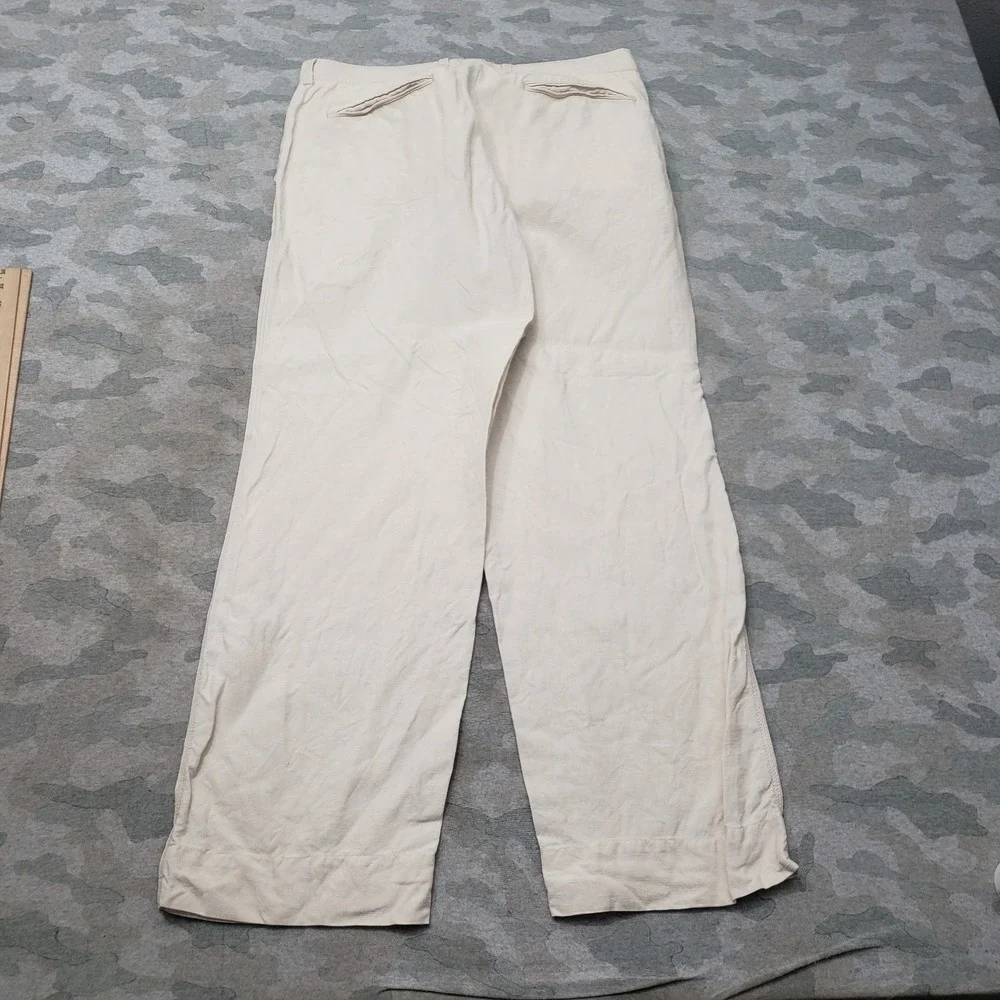 Tommy Bahama Pants Mens 33x32 Beige Linen Blend Straight Leg Pockets